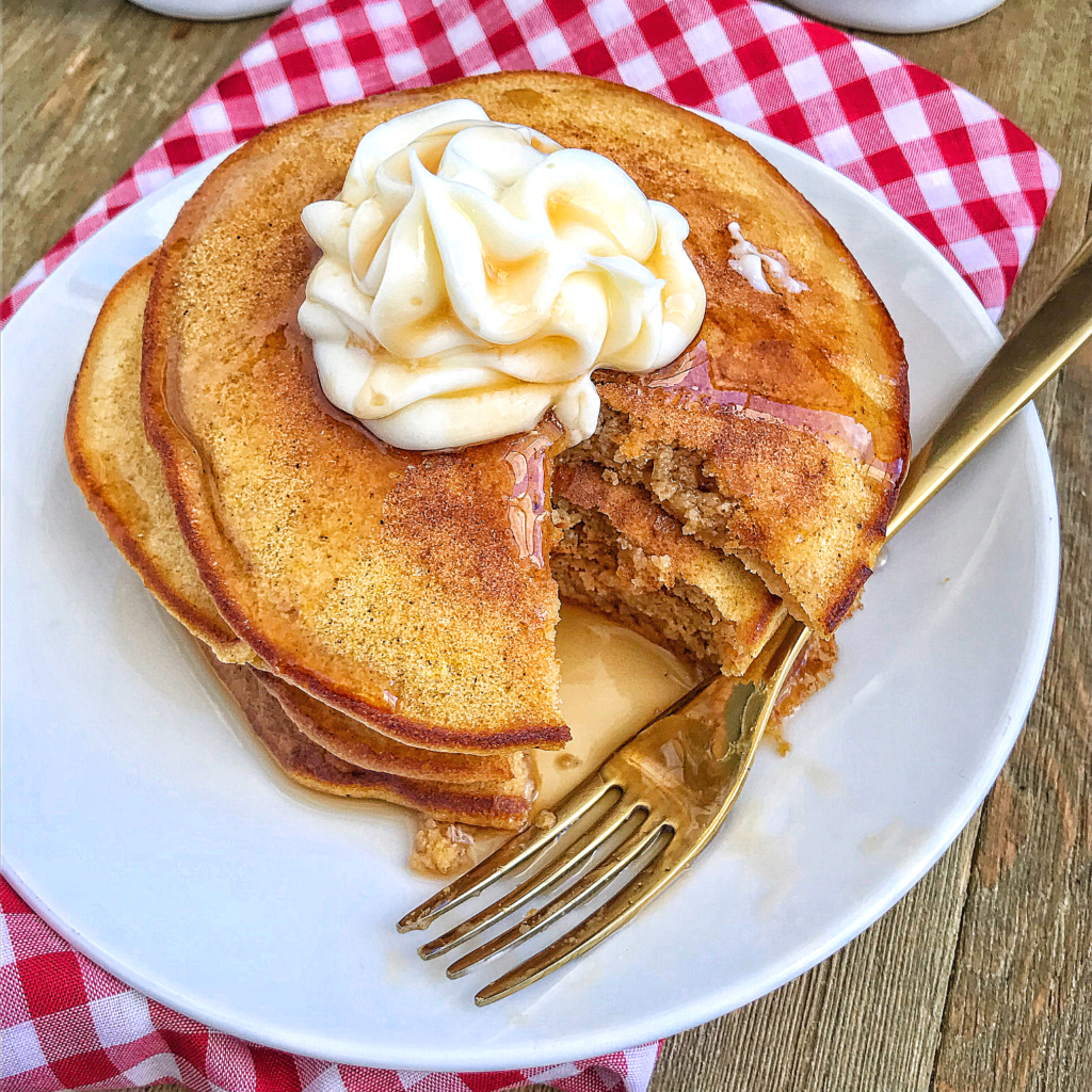 pumpkin spice pancakes with cream cheese frosting! - my