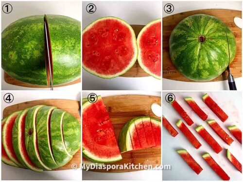 How to cut watermelon into triangles, sticks or cubes - My Diaspora Kitchen